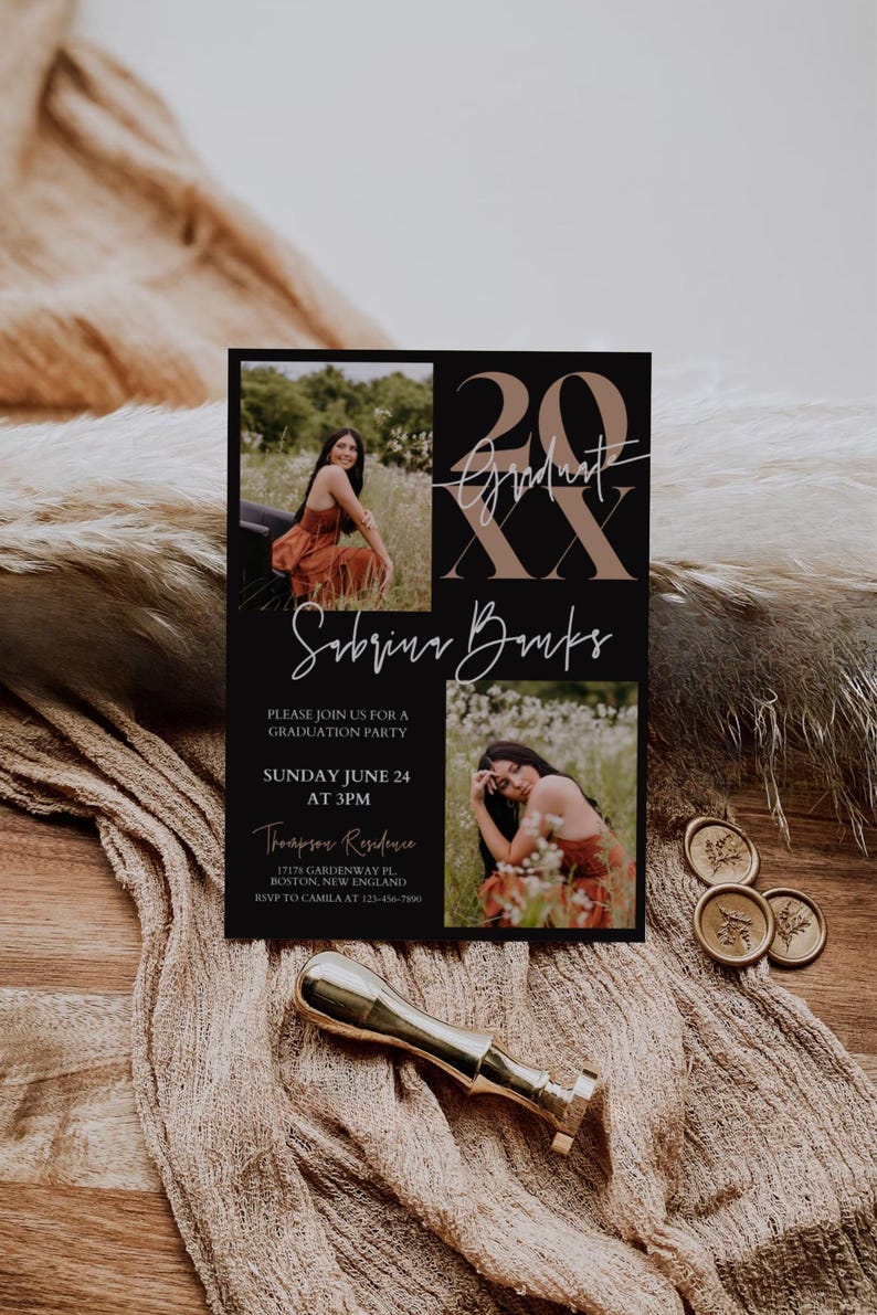 Editable Modern Grad Announcement 2026, Graduation Invitation Card ...