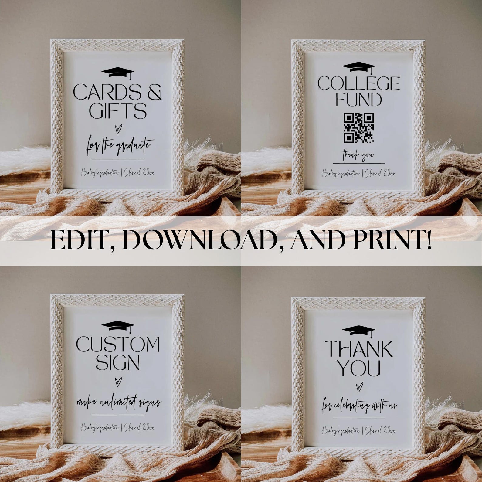 Project Graduation Sign Editable Grad Sign Bundle, Grad Party Decor, Graduation Party Sign ...