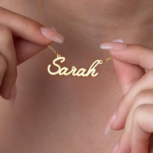 14K Solid Gold Nameplate Necklace: Personalized Handmade Jewelry,Special Occasions And Everyday Real Gold,Gift For Her
