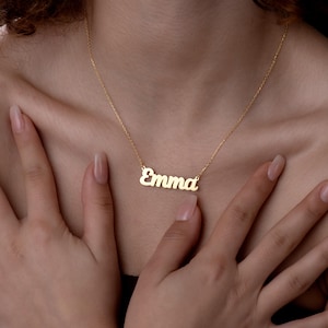 14K Solid Gold Name Necklace: Handmade Personalized Pendant