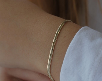 14k echt gouden slangenketting: gevlochten visgraat, uniseks