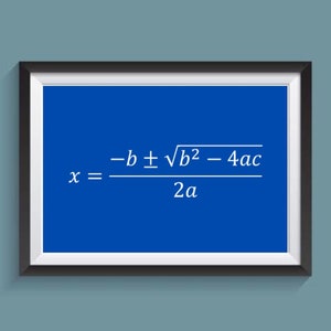 Blue, Red and Green Quadratic Formula Digital Print Set - Maths Poster, Math, Mathematics Wall Art