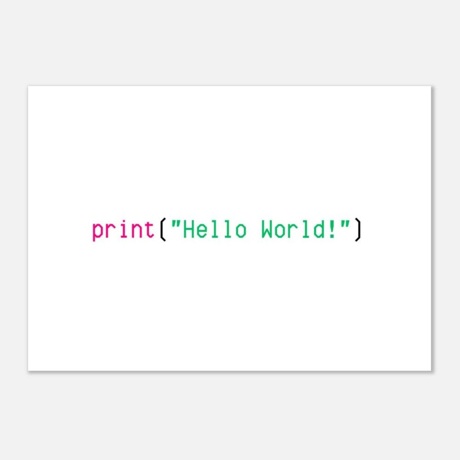 Hello World Poster - Computing Wall Art - Python, Programming, Coding ...