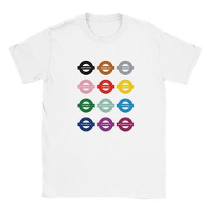 London Underground Roundel T-shirt | Rainbow Tube Lines Logo Shirt | Present for London Tourist | Train Merch | Pride Train Design