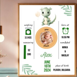 Individuelle Baby Geburtsanzeige (mit oder ohne Foto), Personalisierte Baby Geburts Stats Drucke, Baby Geburt Poster, Geschenk für Baby