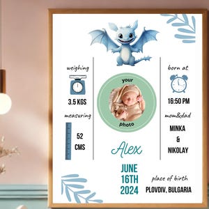 Individuelle Baby Geburtsanzeige (mit oder ohne Foto), Personalisierte Baby Geburts Stats Drucke, Baby Geburt Poster, Geschenk für Baby