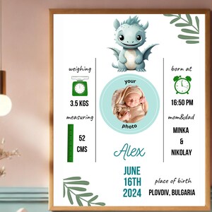 Individuelle Baby Geburtsanzeige (mit oder ohne Foto), Personalisierte Baby Geburts Stats Drucke, Baby Geburt Poster, Geschenk für Baby
