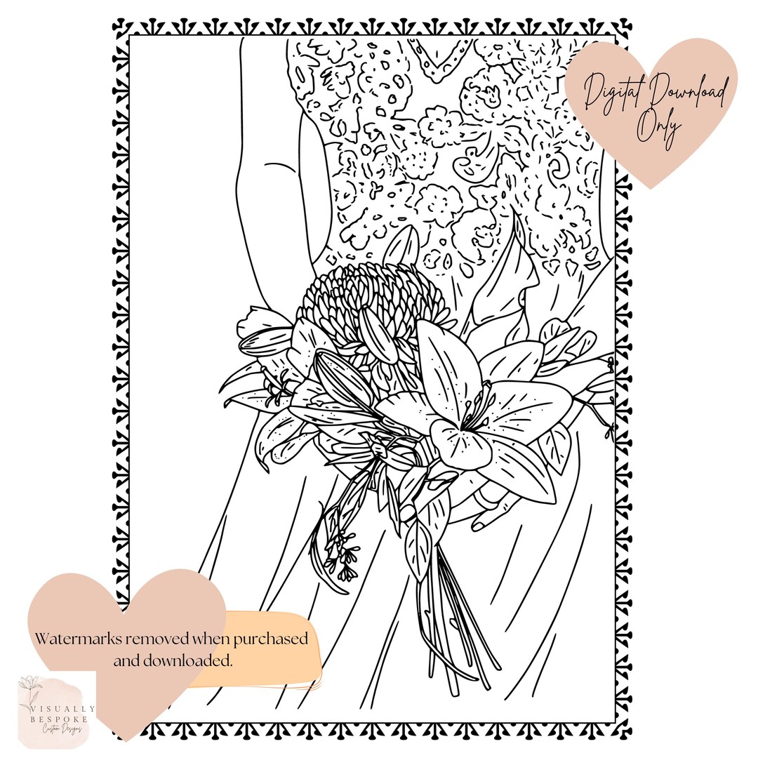 Wedding Coloring Page Wedding Bouquet Coloring Page Wedding Activity ...