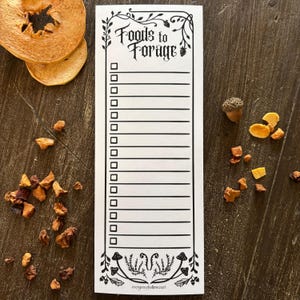 Magical Foraging Grocery List, Fantasy Notepad, Stationery Gift, Memo Pad, Gift for Nature Lovers, Dark Academia, Witchy Aesthetic
