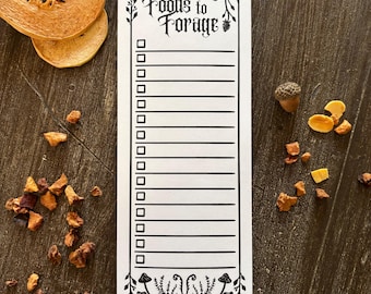 Magical Foraging Grocery List, Fantasy Notepad, Stationery Gift, Memo Pad, Gift for Nature Lovers, Dark Academia, Witchy Aesthetic