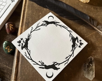 Dark Academia Notepad, Rabbit, Wolf, Moon & Autumn Leaves, Gothic Stationery, Memo Pad Gift, Magic Witchy Aesthetic, Fantasy Tear Off Sheets