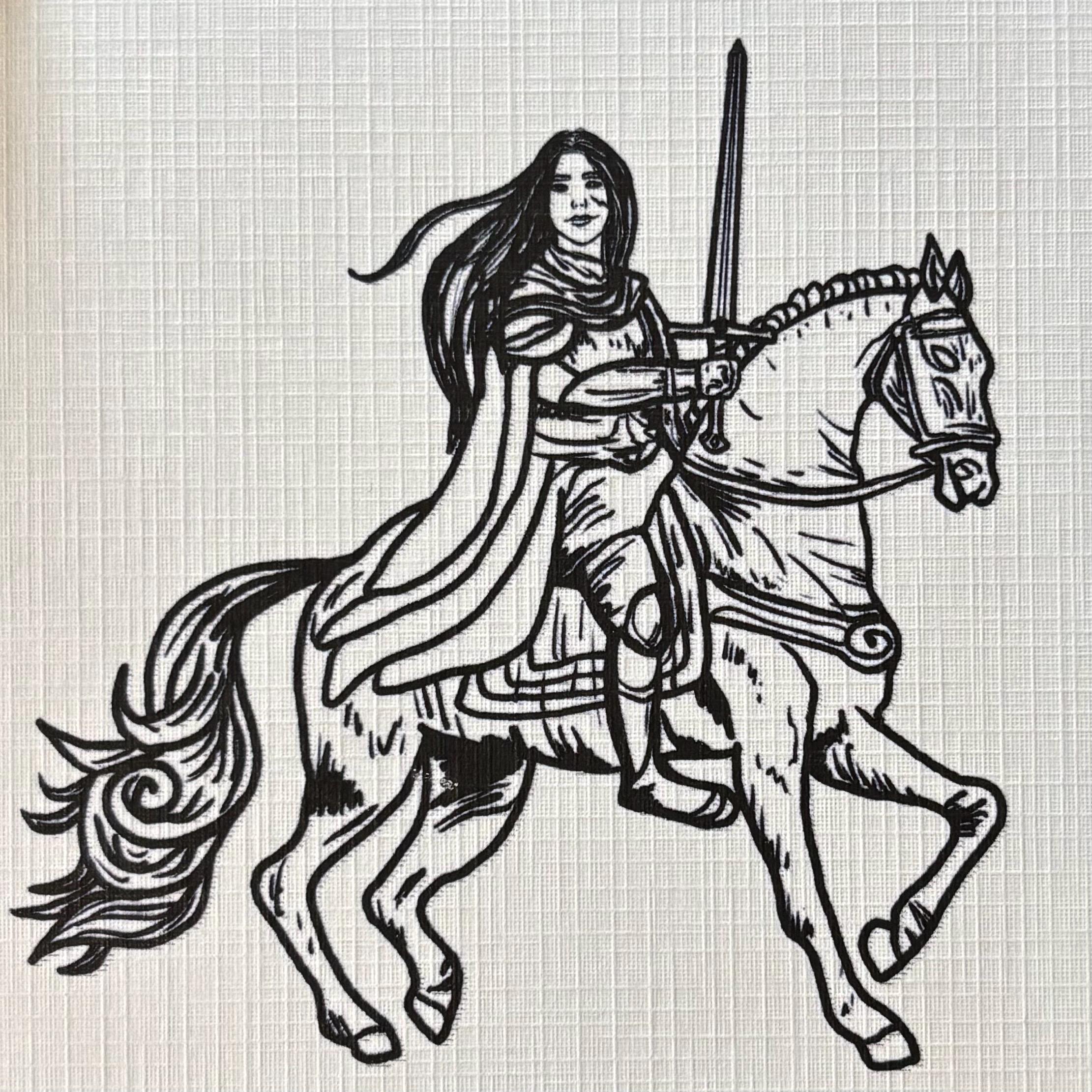 Female Medieval Knight Art Print, 5x7 Dark Academia Fantasy Wall Decor ...