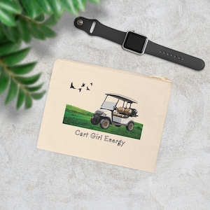 Lady Golfer Zipper Pouch: Cotton Canvas Travel Organizer