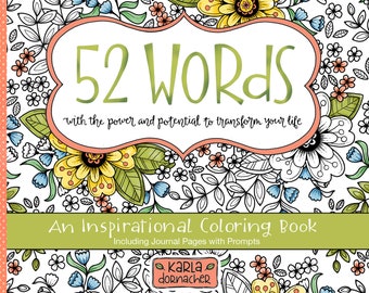 52 MOTS TÉLÉCHARGEMENT INSTANTANÉ avec pages de journal Christian Coloring Book Adult Bible Journaling Scripture Religious Digital Printable