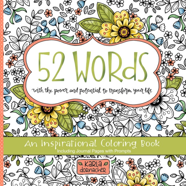 INSTANT DOWNLOAD 52 WORDS with Journal Pages Christian Coloring Book Adult Bible Journaling Scripture Religious Digital Printable