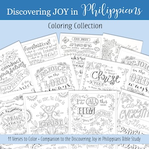 COLORING BOOK... Discovering Joy in PHILIPPIANS Coloring Book Instant Download, Bible Journaling Scripture Religious Digital Printable