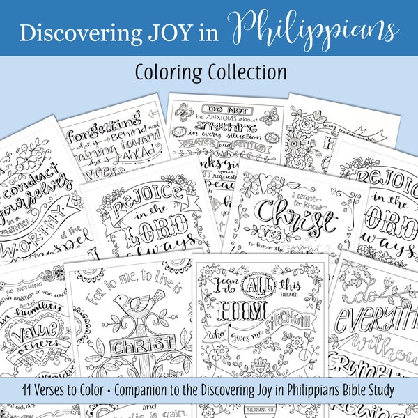 COLORING BOOK... Discovering Joy in PHILIPPIANS Coloring Book Instant Download, Bible Journaling Scripture Religious Digital Printable