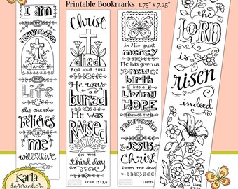 Easter Color Your Own Jesus Is Alive Bible Bookmarks Journaling INSTANT Download Scripture Digital Printable Christian Religious
