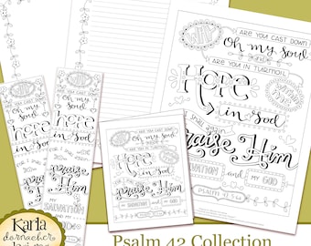 Psalm 42 Why So Downcast O My Soul Coloring Collection Bible Journaling Traceable Bookmarks Hope In Psalms INSTANT Download Printable