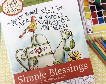 INSTANT DOWNLOAD Simple Blessings Adult And Childrens Coloring Book Full Of Scripture Christian Religious Digital Printable