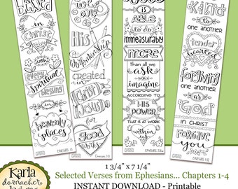 Ephesians 1 4 Color Your Own Bookmarks Bible Journaling Illustrated Faith INSTANT DOWNLOAD Scripture Digital Printable Christian Religious