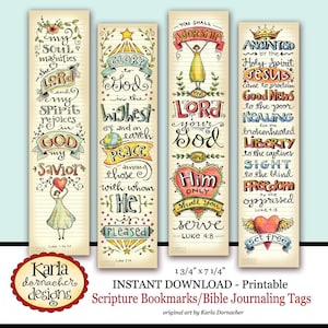 LUKE 1-4... Bible Bookmarks... Bible Journaling Tags INSTANT DOWNLOAD Scripture Digital Printable Download Christian Religious image 1