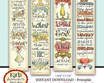 LUKE 1-4... Bible Bookmarks... Bible Journaling Tags INSTANT DOWNLOAD Scripture Digital Printable Download Christian Religious