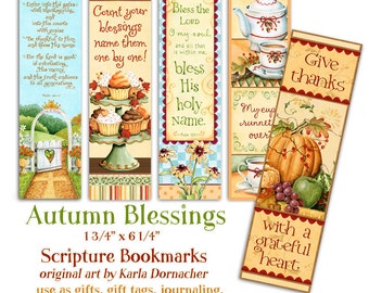 AUTUMN BLESSINGS... Christian Bible Bookmarks Digital Printable INSTANT Download