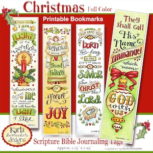 CHRISTMAS... Full Color Bookmarks  Bible Journaling Tags INSTANT DOWNLOAD Scripture Digital Printable Christian Religious