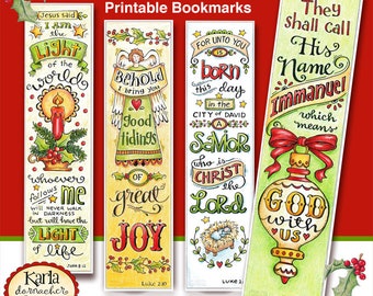 CHRISTMAS... Full Color Bookmarks  Bible Journaling Tags INSTANT DOWNLOAD Scripture Digital Printable Christian Religious
