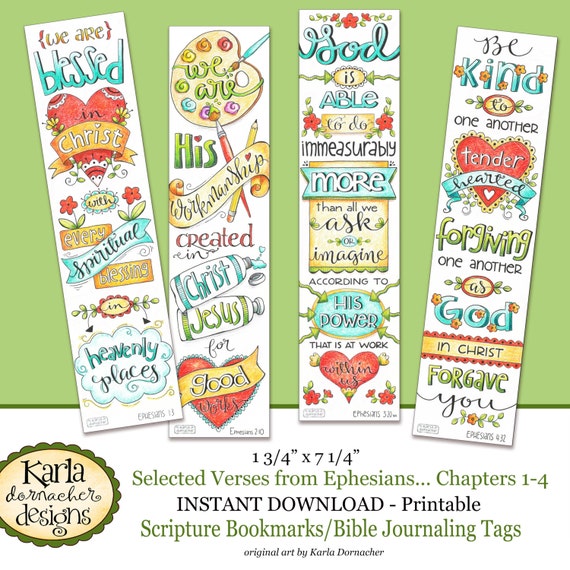 Ephesians 1 4 Full Color Bookmarks Bible Journaling