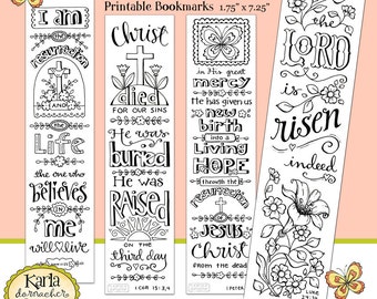 EASTER... Color Your Own Jesus is Alive Bible Bookmarks Bible Journaling INSTANT Download Scripture Digital Printable Christian Religious