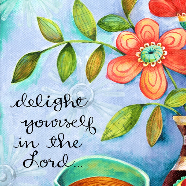Delight Yourself in the Lord Coffee 8x10 Christian Scripture | Etsy