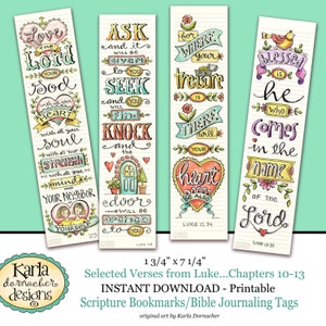 LUKE 10-13... BIBLE BOOKMARKS Art Journaling Illustrated Faith Instant Download Scripture Digital Printable Christian Religious