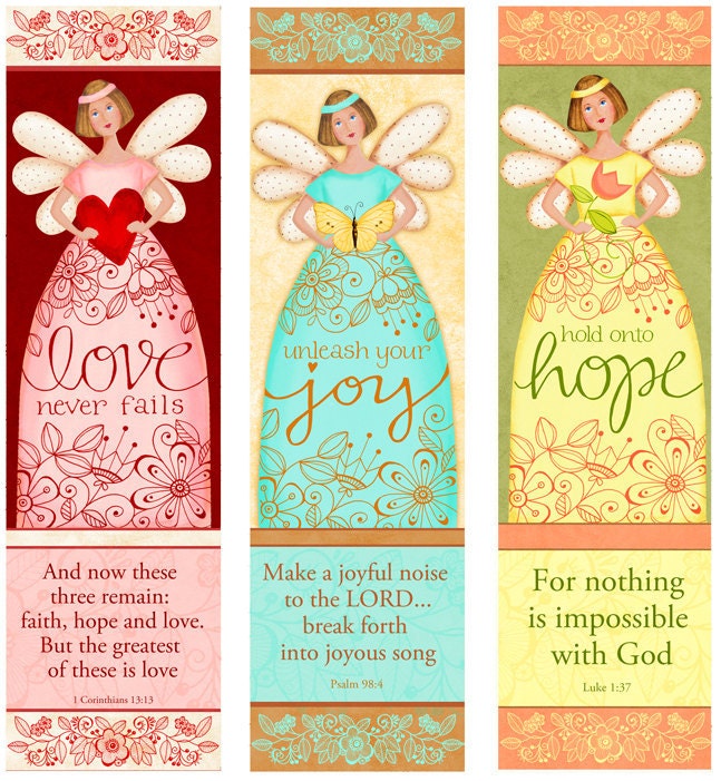 ANGEL BOOKMARKS... Light Skin Angelic Trio INSTANT Download - Love - …