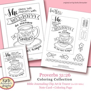 PROVERBS 31... MOTHERS DAY... Woman Bible Journaling Traceable Coloring and Clip Art Collection Christian Scripture Bible Verse image 1