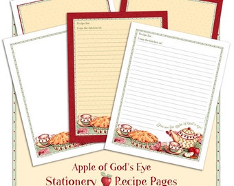 APPLE of God's Eye Printable Recipe Paper or Stationery Bible Verse Scripture Christian Religious