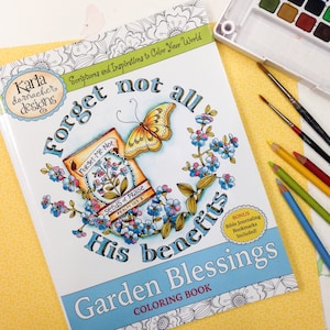 PRINTABLE Coloring Book... GARDEN BLESSINGS... Printable Christian Coloring Book  Bible Journaling Scripture Religious Digital