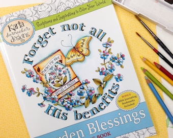 PRINTABLE Coloring Book... GARDEN BLESSINGS... Printable Christian Coloring Book  Bible Journaling Scripture Religious Digital