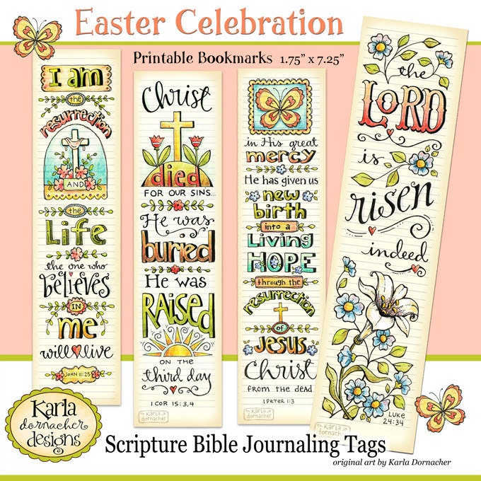 EASTER... Bible Bookmarks Full Color Bible Journaling Tags INSTANT DO…
