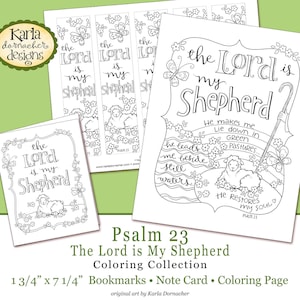 SALMO 23... O Senhor é Meu Pastor, Páscoa, Registro Bíblico Coleção para Colorir Rastreável Escritura Cristã Versículo Bíblico