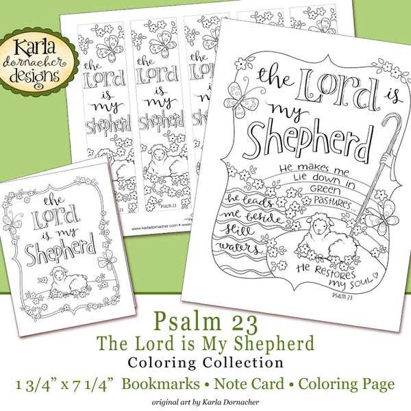 PSALM 23... The Lord is My Shepherd, Easter, Bible Journaling Traceable Coloring Collection Christian Scripture Bible Verse