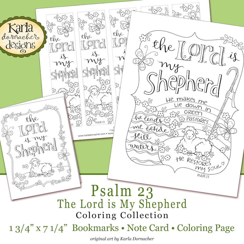 PSALM 23... The Lord is My Shepherd, Easter, Bible Journaling Traceable Coloring Collection Christian Scripture Bible Verse image 1