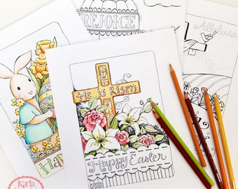 EASTER... Four Coloring Pages Collection  INSTANT Download Scripture Digital Printable Download Christian Religious pdf Color Book