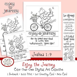 JOSHUA 1:9... Enjoy the JourneyColoring Collection Bible Journaling Bookmarks INSTANT DOWNLOAD Scripture Christian image 1