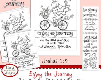 JOSHUA 1:9... Enjoy the JourneyColoring Collection Bible Journaling Bookmarks - INSTANT DOWNLOAD Scripture Christian