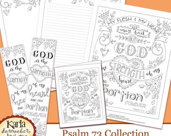 PSALM 73... Hope in God Coloring Collection, Bible Journaling Templates, Bookmarks, Hope in Psalms, Scripture INSTANT Download Printable