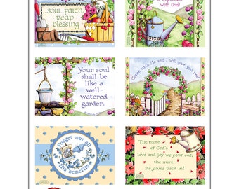 BLESSING CARDS... GARDEN Set 1... Instant Download, Christian Printable Gift Tag Clip Art Crafting Bible Verse Scripture Religious KD130
