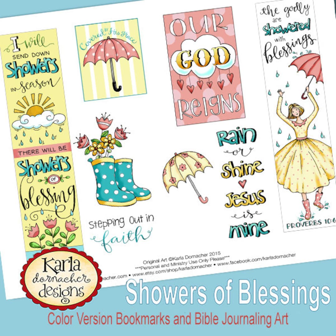 Showers of Blessing Fullcolor Bookmarks Bible Journaling Art Tags