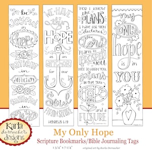 MY ONLY HOPE... Bible Journaling Templates, Tracers, Color Your Own Bookmarks, 52 Word Project Instant download Scripture Digital Printable image 1